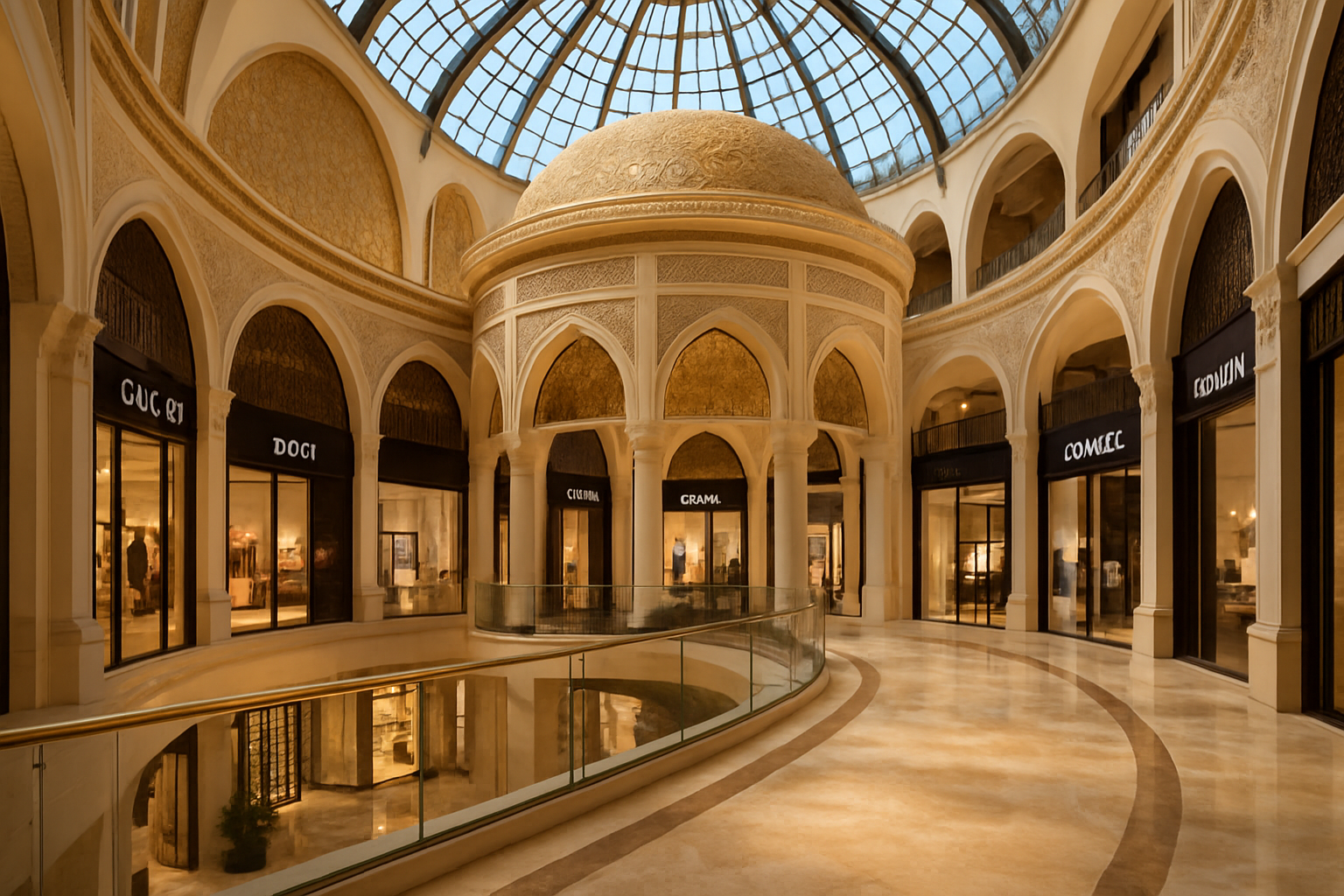 Luxury shopping mall interior in Dubai